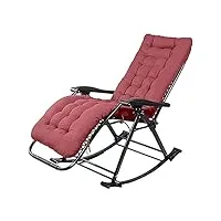 itzza fauteuil inclinable, fauteuil à bascule pliable, fauteuil à bascule simple pour balcon, chaise de sieste pour adulte, chaise pliante portable, vieux loisirs (rouge 59 x 50 x 166 cm)