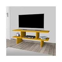 [en.casa] meuble tv design pour salon support banc télé avec compartiment de rangement ouvert et Étagères panneau de particules 100 x 30 x 38 cm jaune