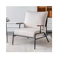pjddp fauteuil de salon moderne,fauteuil lounge rembourré avec cadre en métal,chaise de loisirs confortable pour salon,chambre à coucher,salle de lecture,salle d'attente,blanc