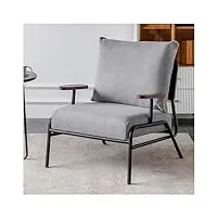 pjddp fauteuil de salon moderne,fauteuil lounge rembourré avec cadre en métal,chaise de loisirs confortable pour salon,chambre à coucher,salle de lecture,salle d'attente,gris