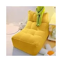 yaxansih pouf géant avec repose-pieds, fauteuil à coussin tatami simple, grand canapé pouf rempli de particules eps, canapé paresseux moelleux pour salon, chambre à coucher, jaune-1