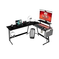 devoko bureau gaming bureau d'angle gamer 160 * 130cm bureau informatique pc en coin table en forme de l avec support d'écran table pour etudier, jouer et travailler