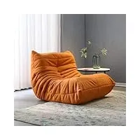 yaxansih pouf géant, canapé rempli de mousse haute densité, grand pouf paresseux, sans accoudoirs, pour salon, chambre à coucher, orange