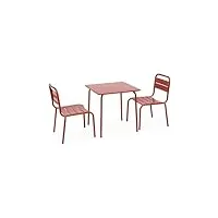 sweeek - salon de jardin enfant table et chaises métal - anna - terracotta 2 places. table et chaises. 48x48cm