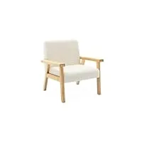 sweeek - fauteuil enfant en bois et tissu bouclette blanc. isak l 47 x p 43.5 x h 50cm