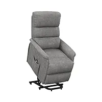 homcom fauteuil releveur inclinable avec repose-pied fauteuil de relaxation électrique avec télécommande, roulettes et pochette, tissu de lin gris chiné