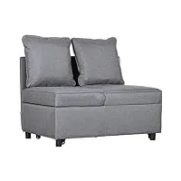 homcom canapé-lit canapé convertible fauteuil chauffeuse 1 place dossier inclinable 5 positions avec 2 coussins conforts capacité de charge 300 kg gris