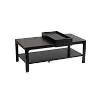altobuy guilia - table basse bois noir plateaux céramique avec tablette