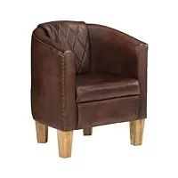 digbys fauteuil tonneau en cuir véritable marron clair