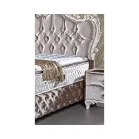 casa padrino table de chevet baroque avec 2 tiroirs argent/blanc/or - commode de nuit fait main de style baroque - mobilier de chambre baroque