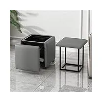 pouf cube 5 en 1 avec roulettes - multifonctionnel - empilable - repose-pieds pliable - chaise créative - meuble polyvalent et peu encombrant