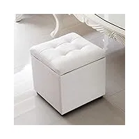 cube en simili cuir ottoman de rangement, pouf, banquette, coffre à jouets, boîte de rangement, pouf, siège unique pour la maison, blanc, 40 x 40 x 40 cm (16 x 16 x 16)