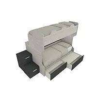 smartb lit superposé rétro avec tiroirs indépendants – chêne de roche basalte avec tiroirs coulissants