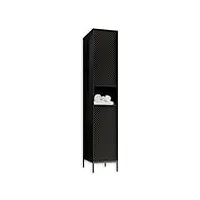 stella trading berlin armoire haute de salle de bain, noire, moderne, avec beaucoup d'espace de rangement, bois d'ingénierie, 38 x 197 x 32 cm