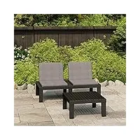 gecheer ensemble de 2 meubles de jardin - salon de jardin avec coussins - salon de jardin - salon de jardin - canapé de jardin - en plastique - gris