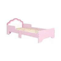 zonekiz lit pour enfants de 3 à 6 ans 143 x 74 x 55 cm design nuage - sommier à lattes inclus, chambre moderne, rose