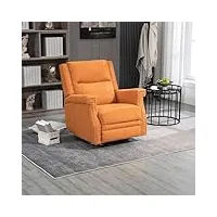 fauteuil de relaxation moderne, en boucle, avec fonction de couchage et rotation à 360 °, fauteuil inclinable, rembourré, réglable, avec rivets pour le salon, orange