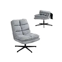 meuble cosy fauteuil salon pivotant sur 360° chaise de canapé de loisirs avec dossier pliante assise Épais revêtement en tissu scandinave pieds en métal, gris, 65x79.5x85cm, 65x79,5x85cm