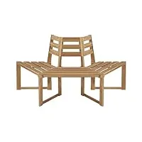 gecheer banc de tour d'arbre demi-hexagonal 160 cm bois d'acacia massif, banquette de jardin chaise de porche pour terrasse, balcon, extérieur, camping