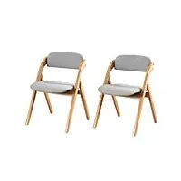 jhkzudg lot de 2 chaises empilables en bois,chaise de salle À manger en bois, chaise pliante À dossier vintage,chaise de bureau À dossier en bois massif avec siège rembourré,gris