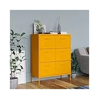 raugaj home hardware businese armoire à tiroirs en acier jaune moutarde 80 x 35 x 101,5 cm