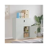 toshilian armoire de bureau métallique, caisson de bureau armoire de classement meuble de rangement classeur gris clair 90x40x110 cm acier