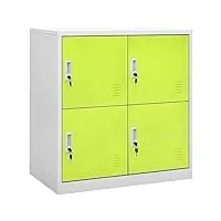 toshilian armoire de bureau métallique, caisson de bureau armoire de classement meuble de rangement armoire à casiers gris clair et vert 90x45x92,5 cm acier