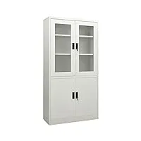 toshilian armoire de bureau métallique, caisson de bureau armoire de classement meuble de rangement armoire de bureau gris clair 90x40x180 cm acier