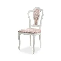 casa padrino chaise de salle à manger baroque de luxe rose/blanc - chaise de cuisine bois massif style baroque avec motif élégant - magnifique meuble de salle à manger de luxe de style baroque