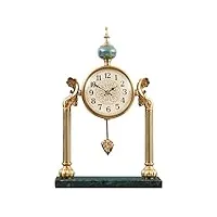 ilkum horloges de cheminée à piles, silencieuse, vintage, créative, horloge de bureau avec pendule, base en marbre, table de chevet, décoration rustique de cheminée de bureau