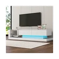 merax meuble tv bas en bois avec led 140 cm