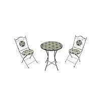axi amélie table et chaise bistrot, 2 chaises 1 table, ensemble bistro extérieur mosaique bleu/jaune, style sicilien - salon de jardin bistrot, table bistrot mosaique pour jardin/balcon/terrasse