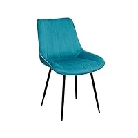 baroni home chaise moderne avec revêtement en velours et pieds en acier noir, fauteuil ergonomique et confortable de salon, chambre à coucher, salle à manger, bleu pétrole 1 pièce, 53x86x44 cm