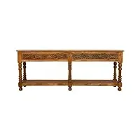 pegane meuble console, table console en bois coloris naturel - longueur 206 x profondeur 43 x hauteur 80 cm