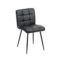 baroni home chaise moderne avec revêtement en simili cuir et pieds en acier noir, fauteuil de salon, chambre à coucher, salle à manger, chaise rembourré et ergonomique, noir, 44x80x39 cm