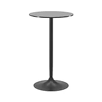 homcom table de bar ronde table de bistro mange-debout table de cuisine style contemporain avec plateau peint et cadre en acier dim. 60l x 60l x 102h cm noir