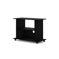 bim furniture meuble tv bas avec roulettes - yogi - 80 cm - buffet - commode - table hi-fi - noir mat