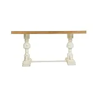 pegane table basse, table de salon en bois coloris naturel, blanc - longueur 150 x profondeur 60 x hauteur 72 cm