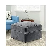 canapé d'angle pivotant en tissu chenille gris + fauteuil 3 + 2 places (repose-pieds)