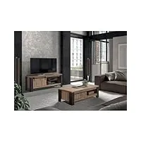 altobuy clodius - ensemble salon meuble tv et table basse 1 tiroir et 1 niche