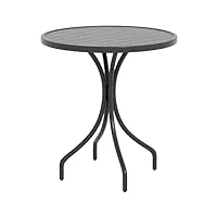 outsunny table de jardin ronde Ø66 cm, table d'exterieur en acier galvanisé avec plateau à lattes pour terrasse, balcon, noir