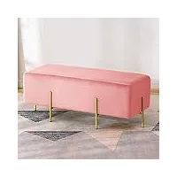 xunion pouf de banc en velours pouf rembourré pouf de table basse pouf repose-pieds avec pieds dorés pour salon chambre rose 100x42x42cm (39x17x17 pouces)