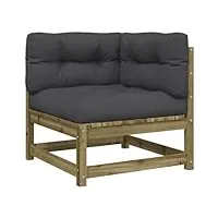 vidaxl canapé d'angle de jardin avec coussins, siège avec dossier, meuble de terrasse patio arrière-cour extérieur, bois de pin imprégné
