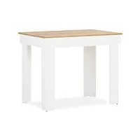homestyle4u 2649 table à manger pratique en bois blanc 90 x 60 cm aspect chêne massif table de salon 2 personnes
