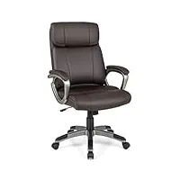 costway fauteuil de bureau ergonomique, chaise de bureau en cuir pu, à bascule, hauteur réglable, fauteuil de gamer, chaise de travail pivotant, charge maximale 160 kg, marron