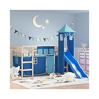 techpo beds & bed frames lit mezzanine pour enfant avec tour bleu 80 x 200 cm