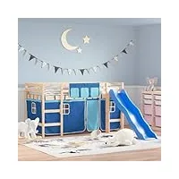 raugaj beds & bed frames lit mezzanine pour enfant avec rideaux bleu 80 x 200 cm