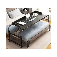 bureau informatique table de lit canapé petit bureau avec roulettes hauteur réglable 65-95cm poste de travail debout pour la maison et l'hôpital(color:noir)