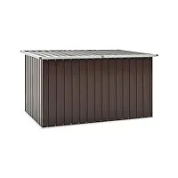 ikayaa boîte de rangement extérieur coffre de stockage jardin coffre de rangement extérieur pour maison camping terrasse piscine-marron-171 x 99 x 93 cm