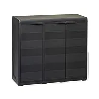 ikayaa armoire de rangement plastique placard rangement coffre à outils résine placard à balais coffre de rangement exterieur armoire exterieur-noir-97 x 38 x 87 cm